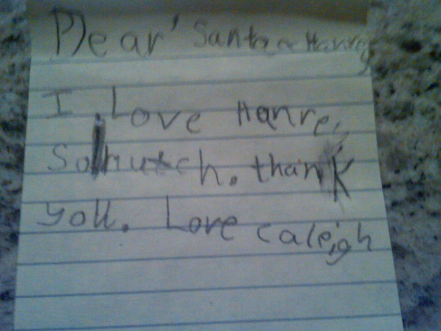 Caleigh's Note to Hanry